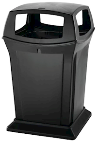 TRASH CAN, RUBBERMAID, OUTOOR, FIRE-SAFE, RANGER, BLACK, 45 GALLON MAIN